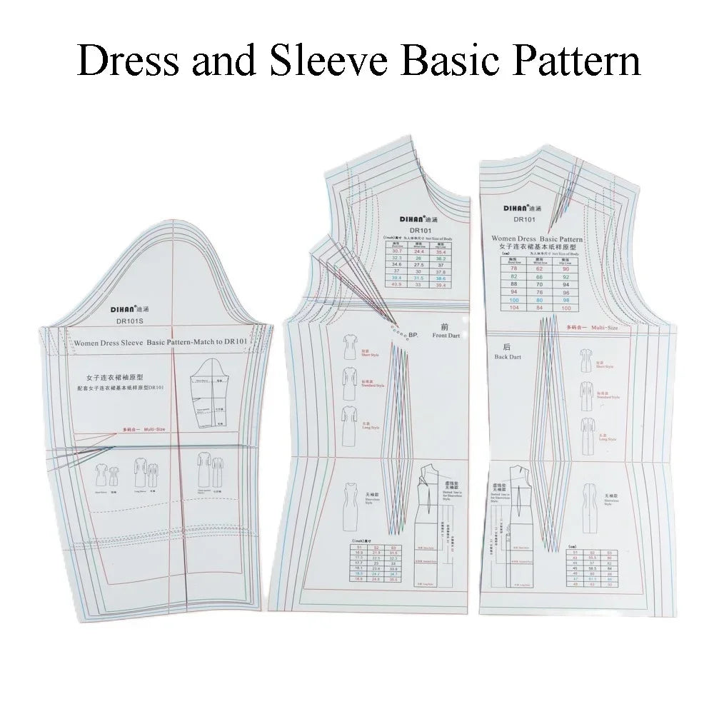 Professional Dressmaking Ruler for Creating Basic Dress Pattern Templates – Essential Tool for Dress Design and Sewing DR101