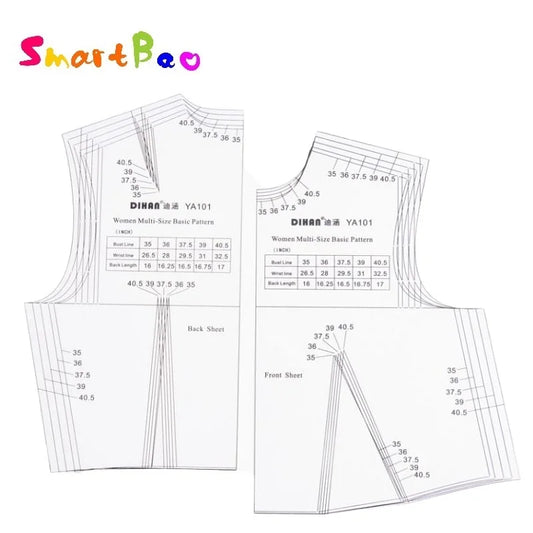 Patrón de costura básico Clocore 1:1 en pulgadas, prototipo de moda para mujer, diseño de ropa a escala real, plantilla de reglas para confección de patrones de ropa YA101