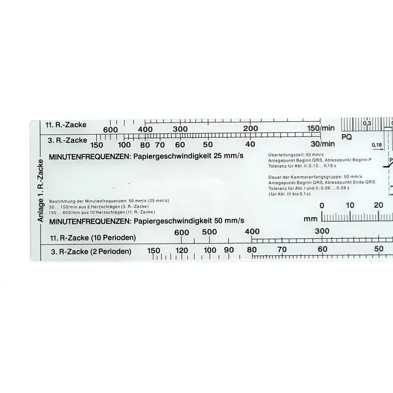 Regla de ECG para electrocardiograma, cardiograma transparente, regla de frecuencia cardíaca suave, herramienta de medición de análisis agregado para enfermería, 24 x 5 cm