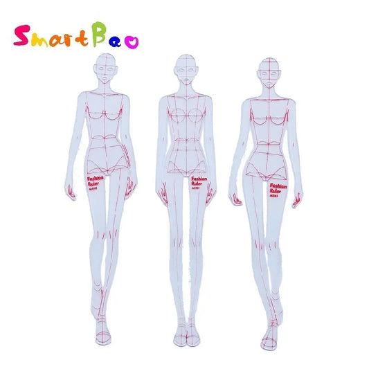 Plantilla de regla para ilustración de moda Clocore, ideal para dibujar modelos. Herramientas esenciales para diseñadores de moda.