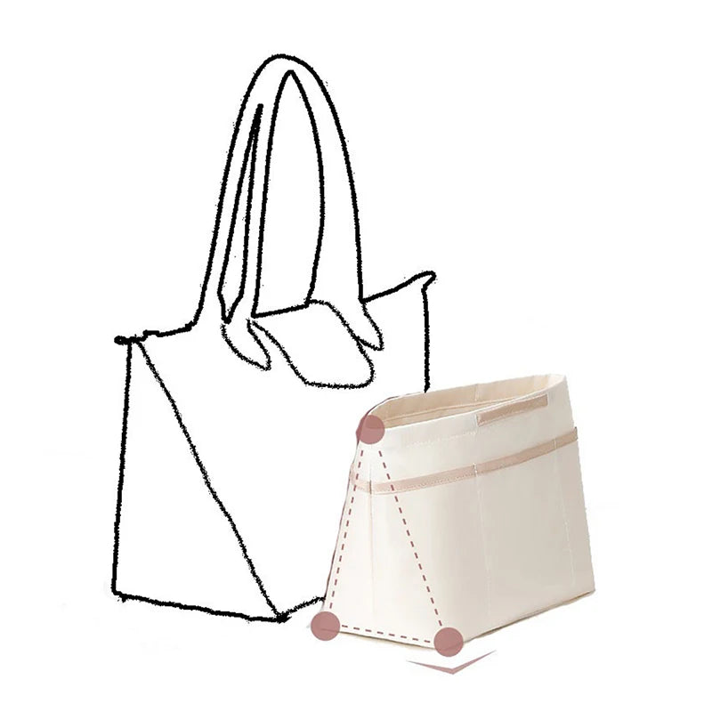 Bolsa interior grande y pequeña, bolsa interior de almacenamiento con asa larga, bolsa interior de nailon BIB-LC