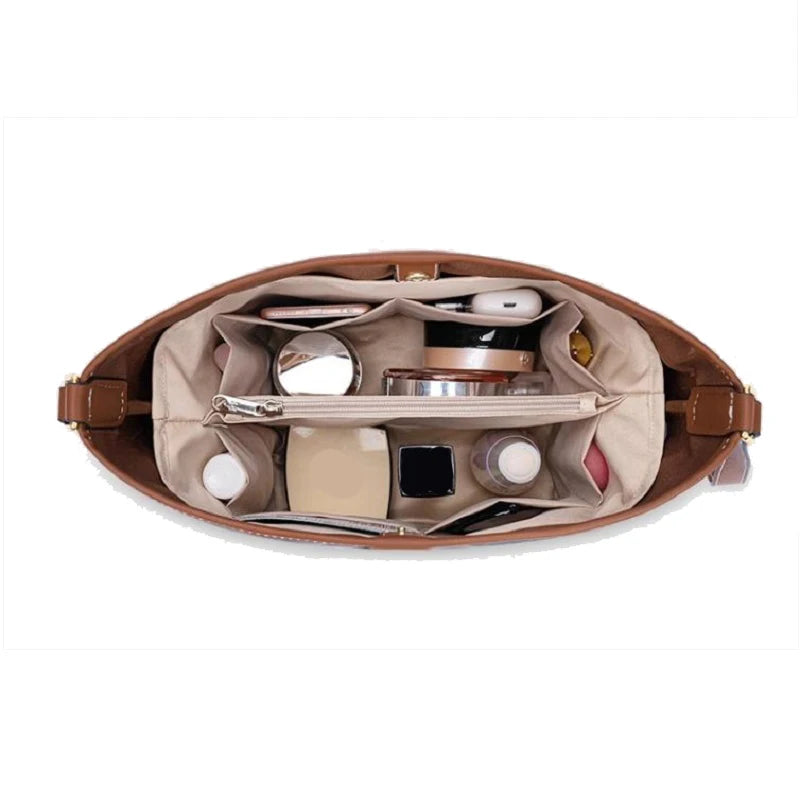 Luxury Handbag Organizer Insert Bucket Bag: Stylish and Functional Bag Organizer Rice Coffee