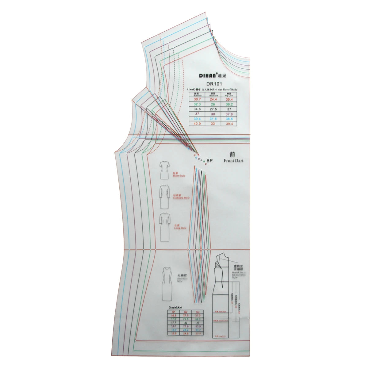 Patrón de costura para vestido multitalla Clocore | Prototipo de vestido básico | Material plástico transparente DR101