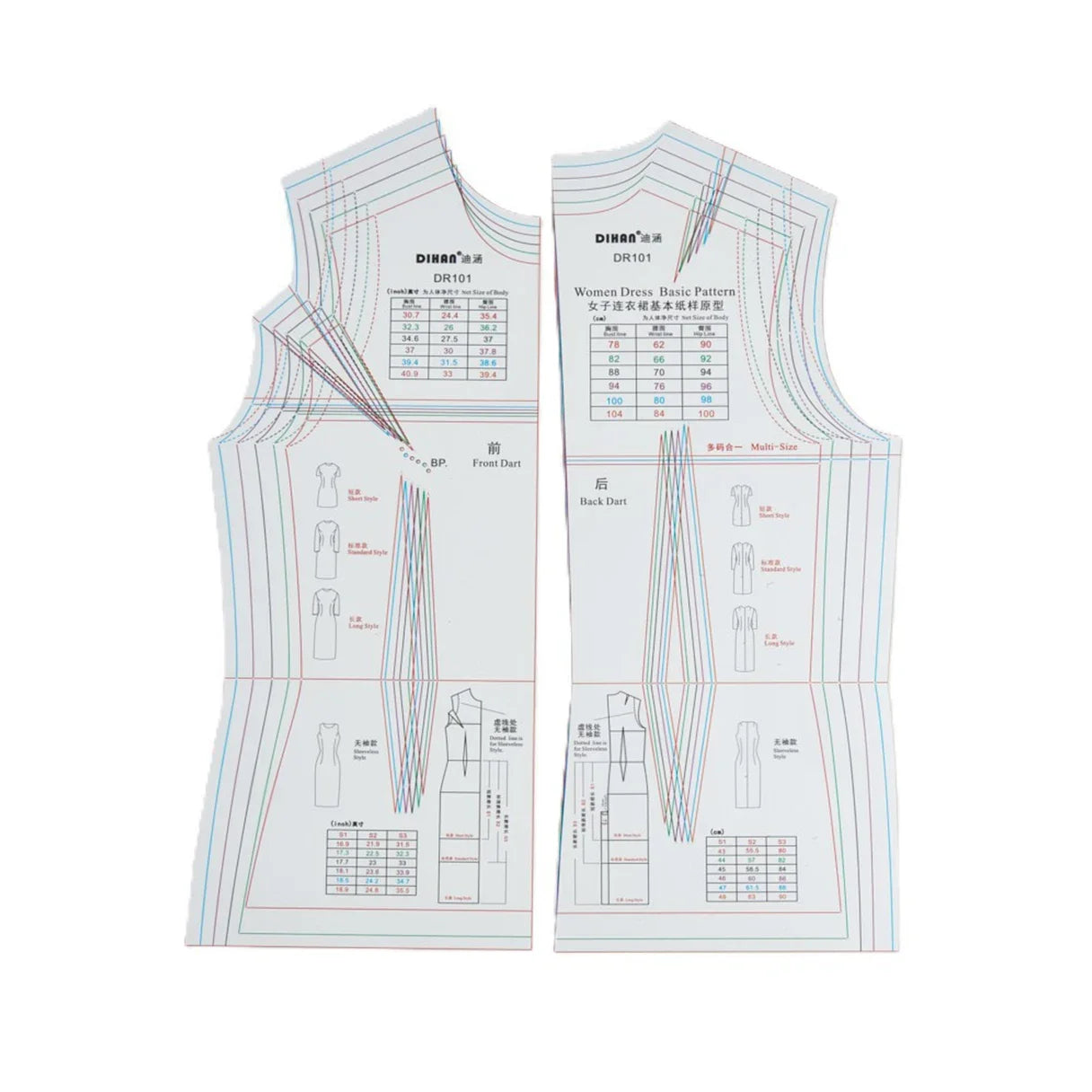 Professional Dressmaking Ruler for Creating Basic Dress Pattern Templates – Essential Tool for Dress Design and Sewing DR101