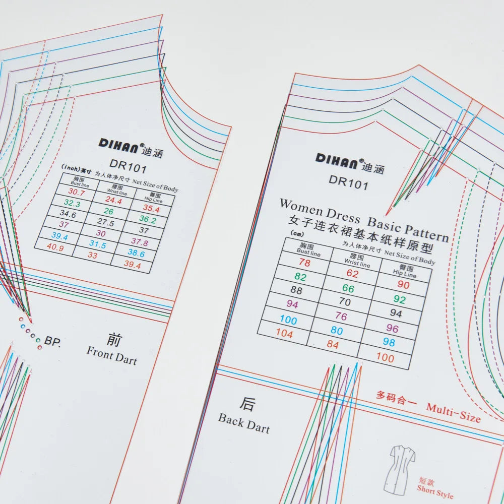 Professional Dressmaking Ruler for Creating Basic Dress Pattern Templates – Essential Tool for Dress Design and Sewing DR101