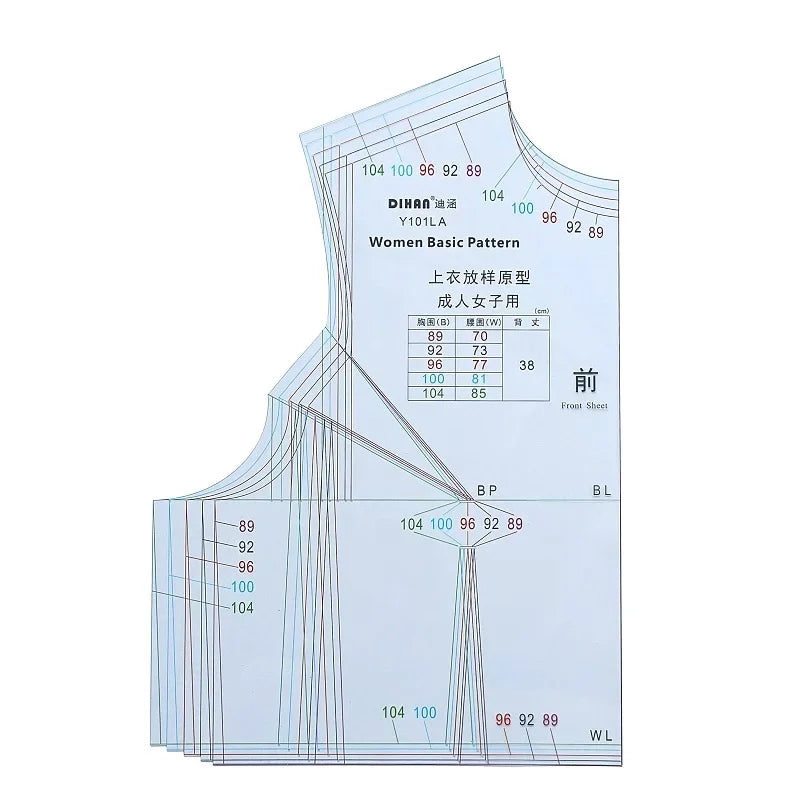 L Size Plastic Sewing Pattern Template - Professional Clothing Prototy