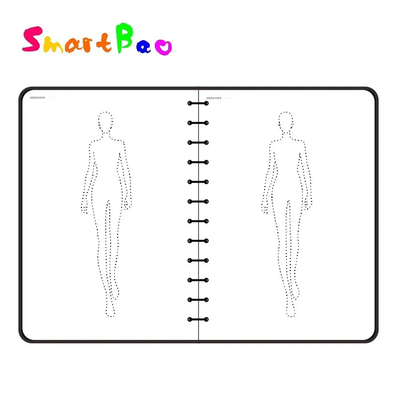 Cuaderno de bocetos de diseño de moda Clocore A5 para mujer, plantilla de cuerpo humano, bocetos de estilo masculino A4, herramientas de diseño de ropa, 50 hojas de papel (120 g)