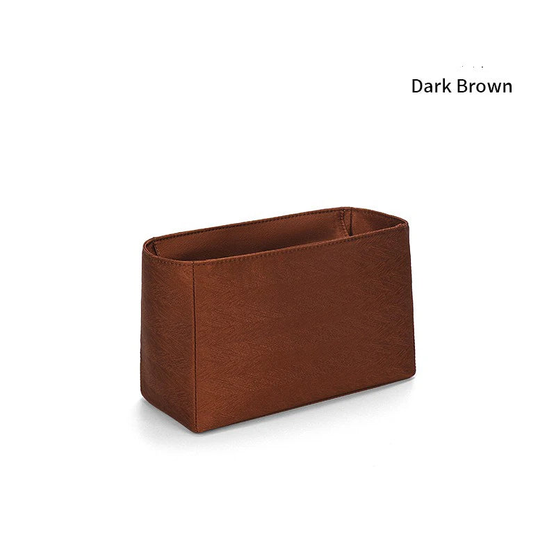 Organizador de inserción premium: bolsa de maquillaje y almacenamiento de satén de sarga de lujo, organizador multiusos para bolsos con estructura de soporte y protector de forro para bolsos de mano, bolsos de diseñador y bolsos de mano.