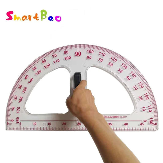 Transportador grande de 50 cm para pizarra blanca: herramienta de geometría matemática grande y clara para profesores, ingenieros y estudiantes. 