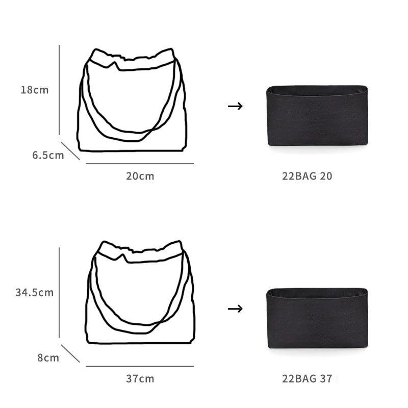 Satin Organizer Insert for Channel 22 Small Handbag – Multi-Functional Cosmetic Pouch & Scratch-Resistant Inner Protector for Handbag