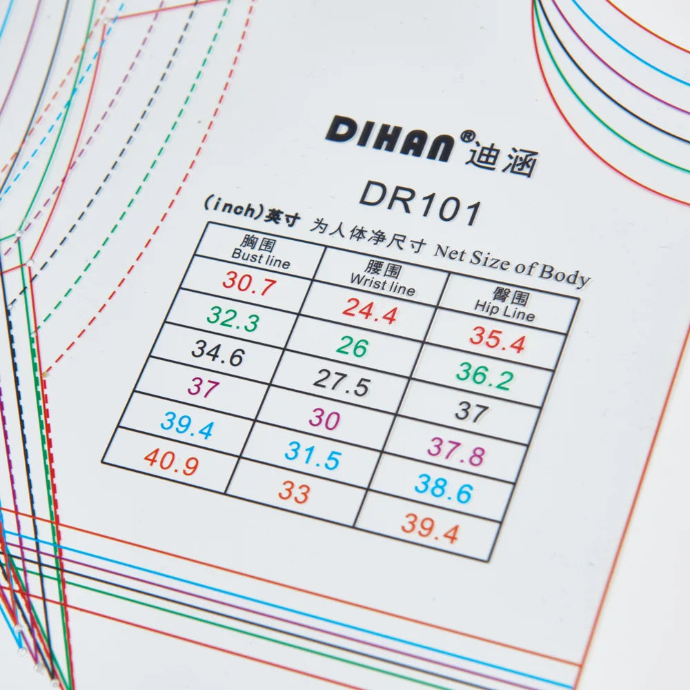 Patrón de costura para vestido multitalla Clocore | Prototipo de vestido básico | Material plástico transparente DR101