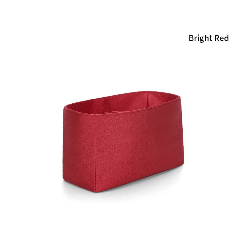 Organizador de inserción premium: bolsa de maquillaje y almacenamiento de satén de sarga de lujo, organizador multiusos para bolsos con estructura de soporte y protector de forro para bolsos de mano, bolsos de diseñador y bolsos de mano.
