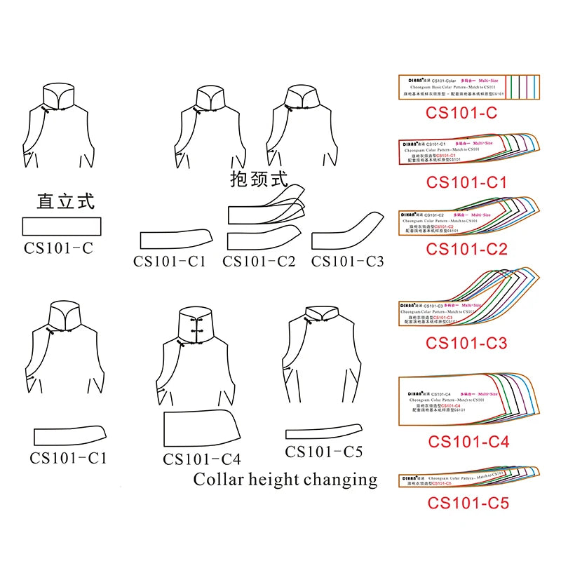 Clocore Transparent Plastic Template for The Transformation of The Cheongsam Stand-up Collar.CS101-