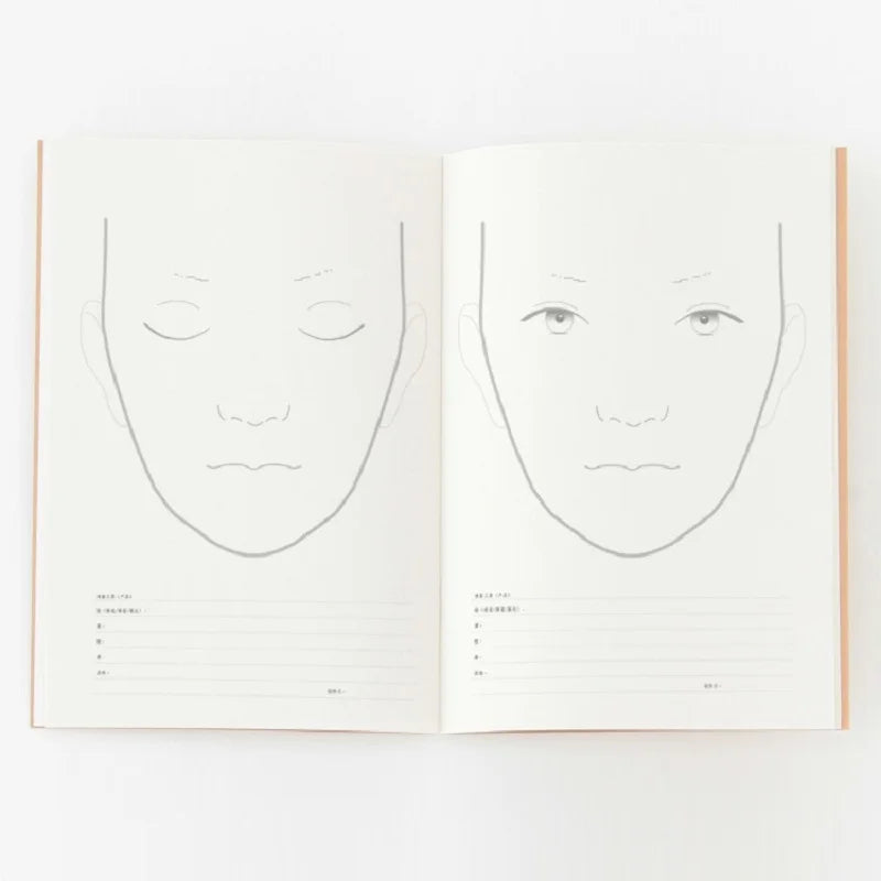 Clocore A4 Facechart Paper Makeup Notebook Professional Makeup Artist Practice Template Make Up Drawing Book, 30 Sheets Paper
