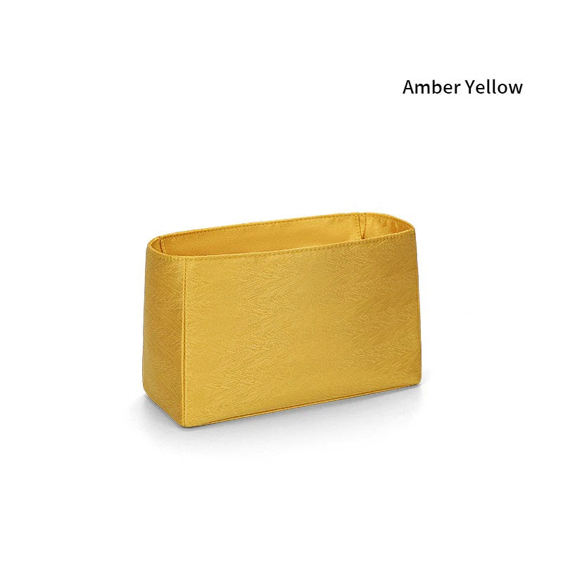 Organizador de inserción premium: bolsa de maquillaje y almacenamiento de satén de sarga de lujo, organizador multiusos para bolsos con estructura de soporte y protector de forro para bolsos de mano, bolsos de diseñador y bolsos de mano.