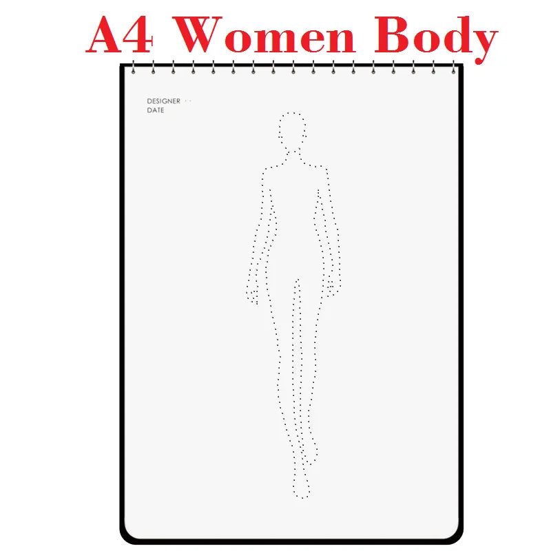Cuaderno de bocetos de diseño de moda Clocore A5 para mujer, plantilla de cuerpo humano, bocetos de estilo masculino A4, herramientas de diseño de ropa, 50 hojas de papel (120 g)
