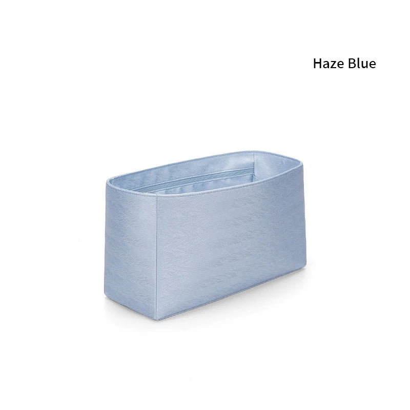 Organizador de inserción premium: bolsa de maquillaje y almacenamiento de satén de sarga de lujo, organizador multiusos para bolsos con estructura de soporte y protector de forro para bolsos de mano, bolsos de diseñador y bolsos de mano.