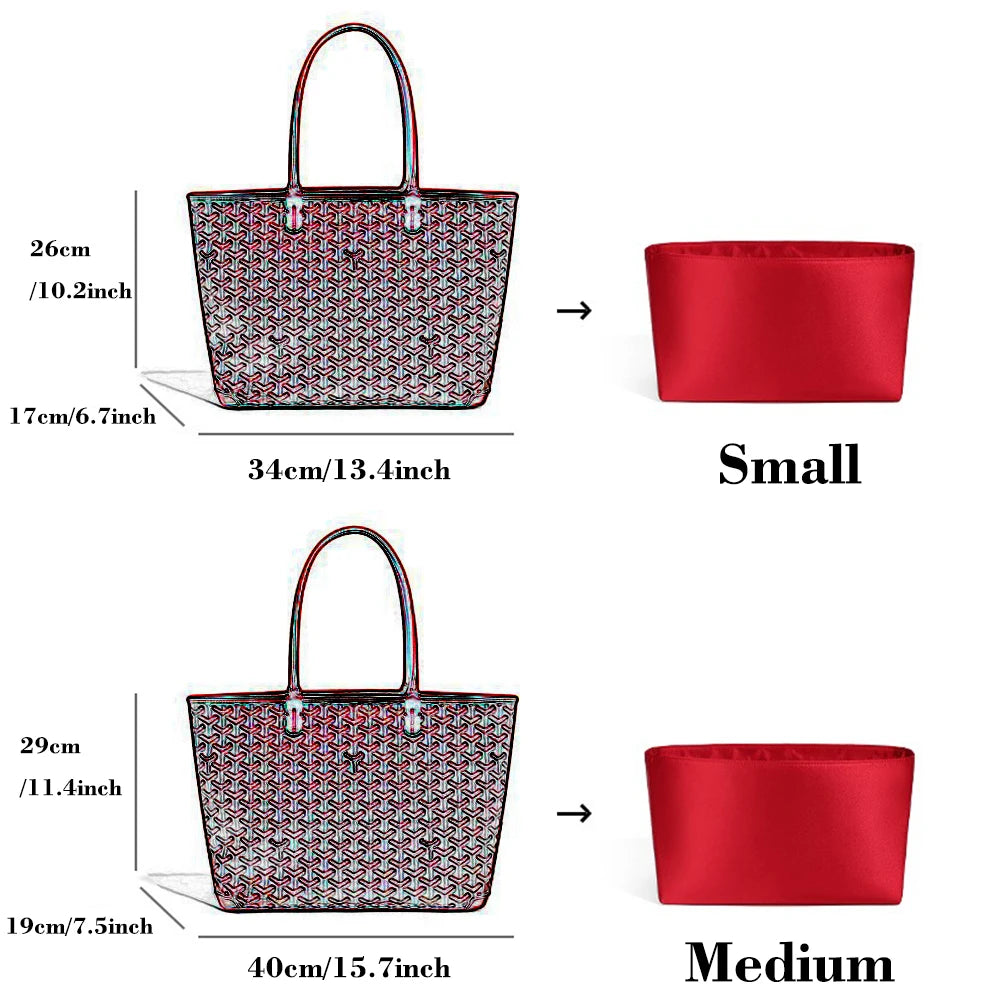 Organizador de lujo de acetato para bolsos Goyard Artios - Inserto ecológico - Forro de tacto sedoso para bolsos de diseñador 