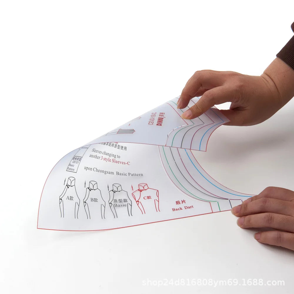 CS101 Cheongsam Sleeve Pattern Making Template – Sleeveless, Cap & Long Sleeve Options