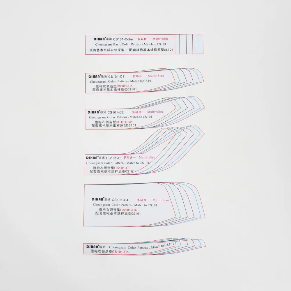 Clocore Transparent Plastic Template of The 6-piece Set for  Transformation of Cheongsam Stand-up Collar.CS101