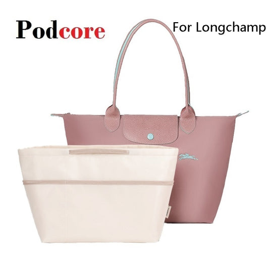 Organizador de bolsos de mano ligero de nailon para Longchamp Le Pliage (grande, mediano y pequeño), antideslizante, inodoro, lavable, con ajuste personalizado y múltiples bolsillos.