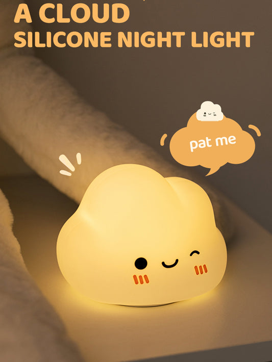 1 luz nocturna LED de silicona con forma de nube para mesita de noche, lámpara de ambiente, compañera de sueño para bebés, luz nocturna de lactancia, brillo cálido y relajante, fácil de usar.