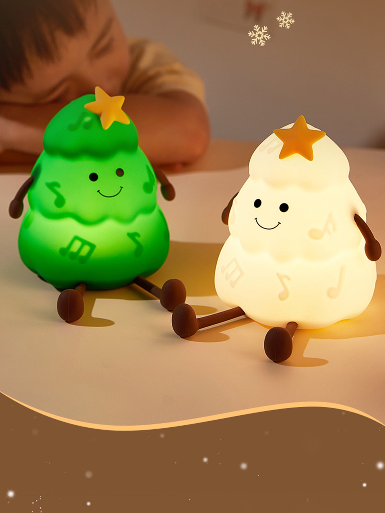 Luz nocturna de silicona con forma de árbol de Navidad y soporte para teléfono. Lámpara de grifo regulable de 3 niveles con temporizador. Bonita luz de silicona para mesita de noche, ideal para dormitorio o regalo.